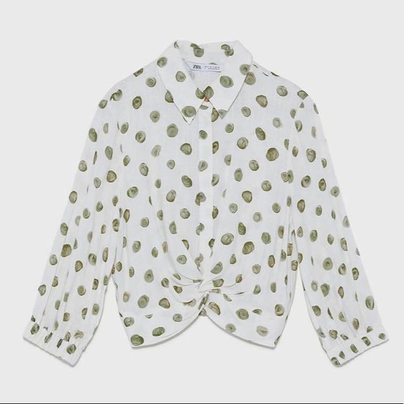 Zara Ivory, Green Polka Dot Crop Top - Picture 3 of 7